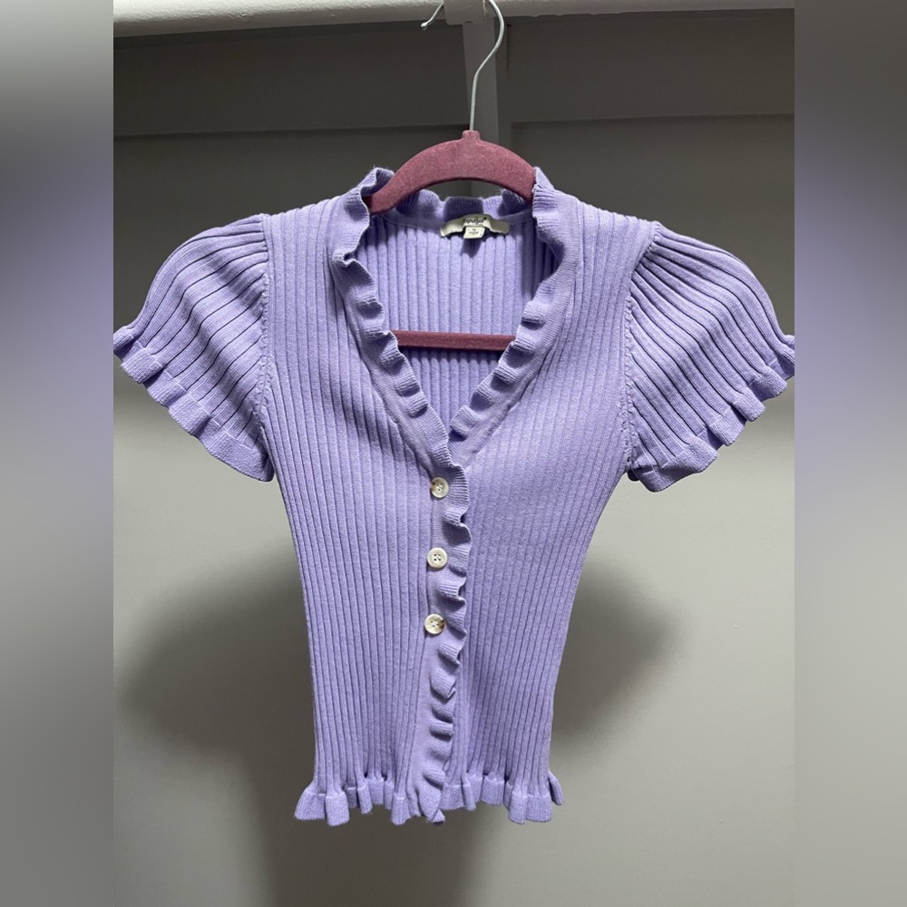 Purple papaya ruffled crop shirt